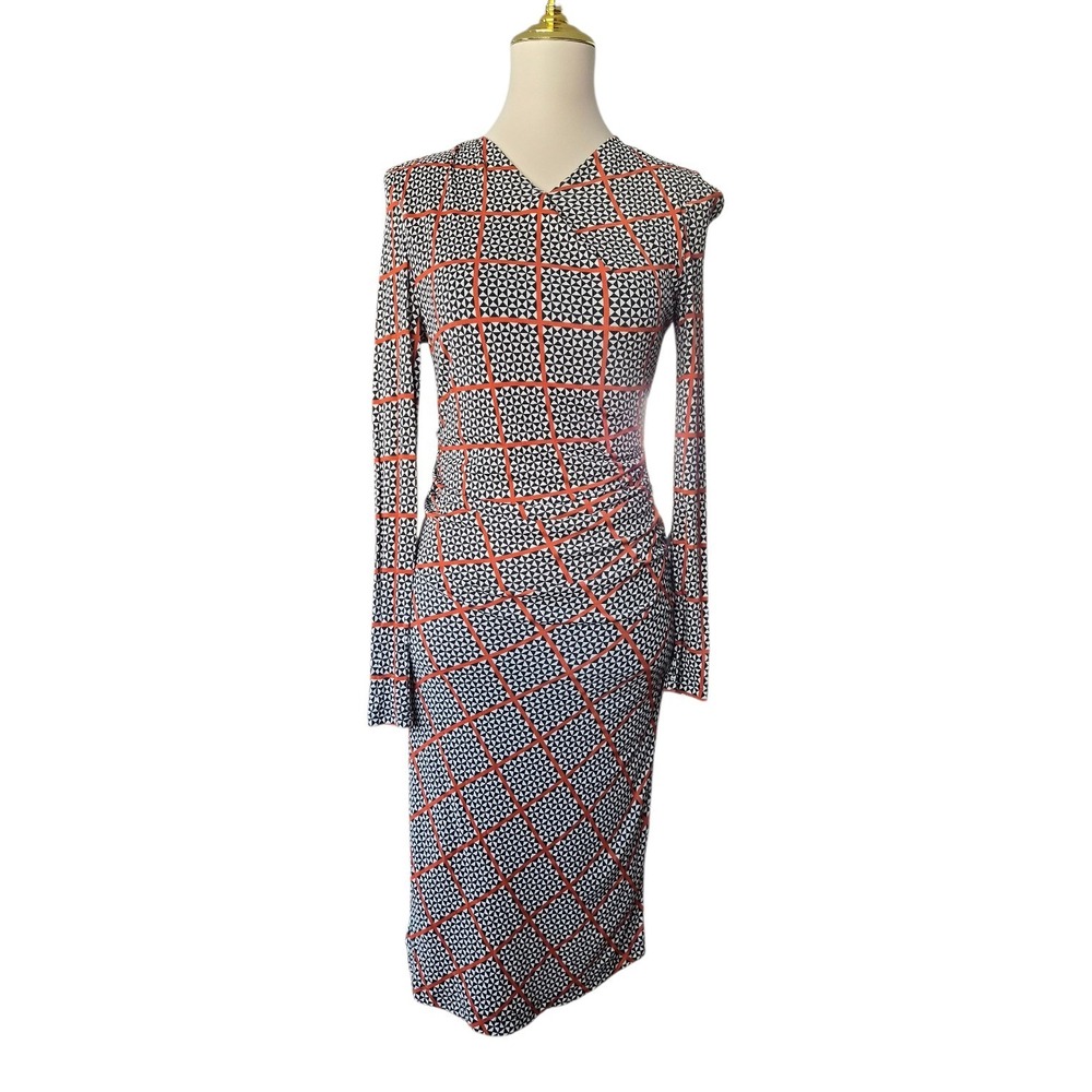 The Fold‎ London Geometric Print Long Sleeve Midi Dress US 6 UK 10